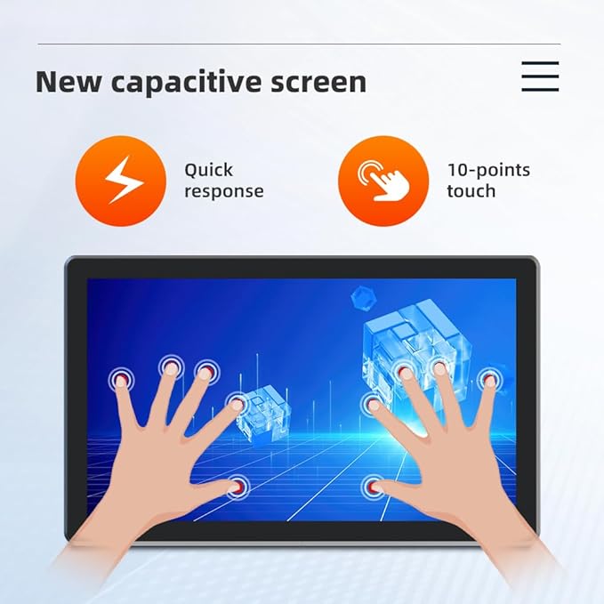 YanKe 21.5" Industrial Computer Touch Screen 10 Point Touch Industrial Computer, Resolution 1024 * 768 450nit, RJ45*2 USB*4 com*2 HD*1 WiFi+BT(J6412/8+256)