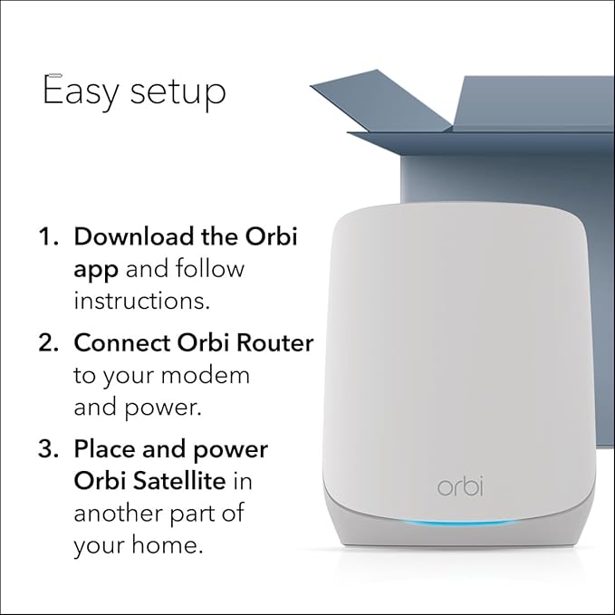 NETGEAR Orbi Whole Home Tri-Band WiFi 6 Mesh Network System (RBK663) – Router with 2 Satellite Extenders, Security Features, Coverage up to 6,600 sq. ft., 75 Devices - AX3800 (Up to 3.8Gbps)