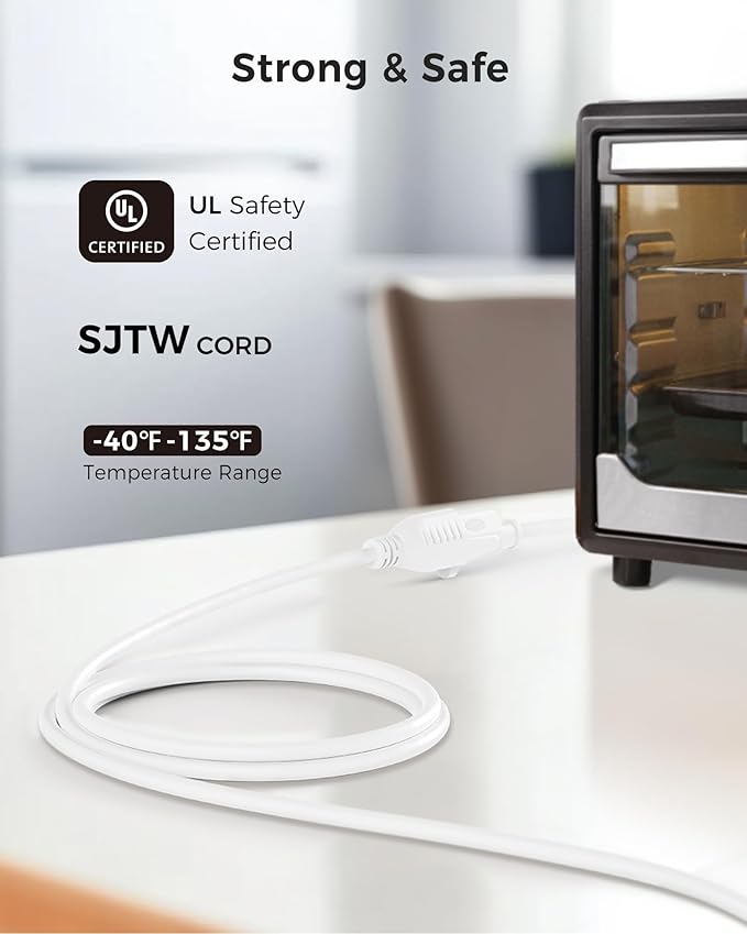 Cable Matters [UL Listed] 2-Pack 16 AWG Heavy Duty 13A Power Extension Cord - 6ft, 3 Prong Power Cord Extension, NEMA 5-15P to NEMA 5-15R, White