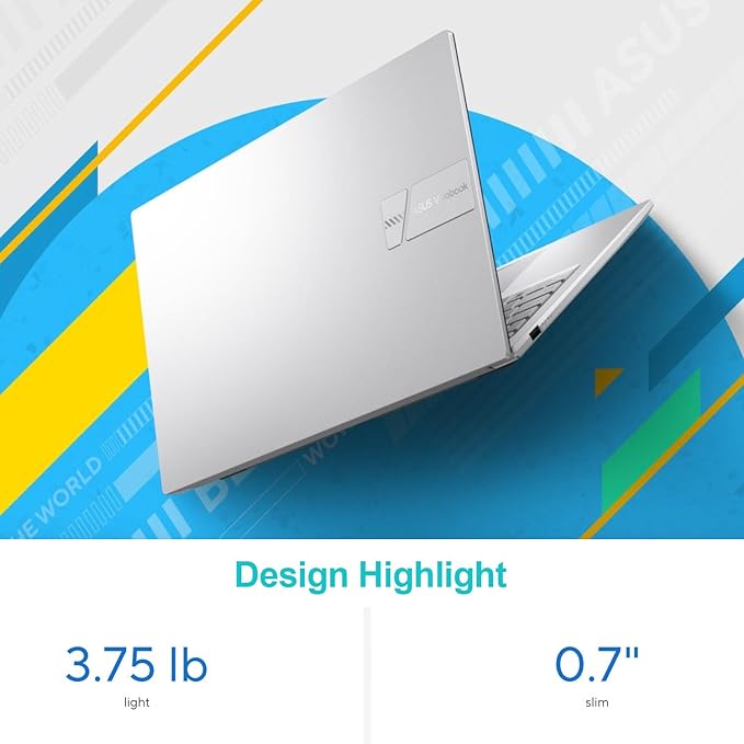 ASUS Vivobook 15 Laptop, 15.6" FHD+ Touchscreen, Intel Core 5 120U, 16GB RAM, 2TB SSD, Fingerprint, Backlit KB, HDMI, Wi-Fi 6, Windows 11 Home, Silver, Bundle with Thunderobot ML101 Wireless Mouse