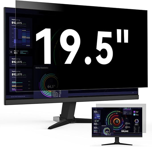 19 Inch Computer Privacy Screen Filter for 16:9 Widescreen Monitor, Removable Eye Protection Anti Glare Blue Light Filter Privacy Shield, Anti Scratch Anti Spy Screen Protector Film 19 in