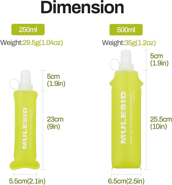 Soft Flask Running Bottles Collapsible Water Bottle Foldable for Traveling Running Vest Collapse Hydration TPU 250ml for Runner(250ml/8.45oz - Pack of 2)