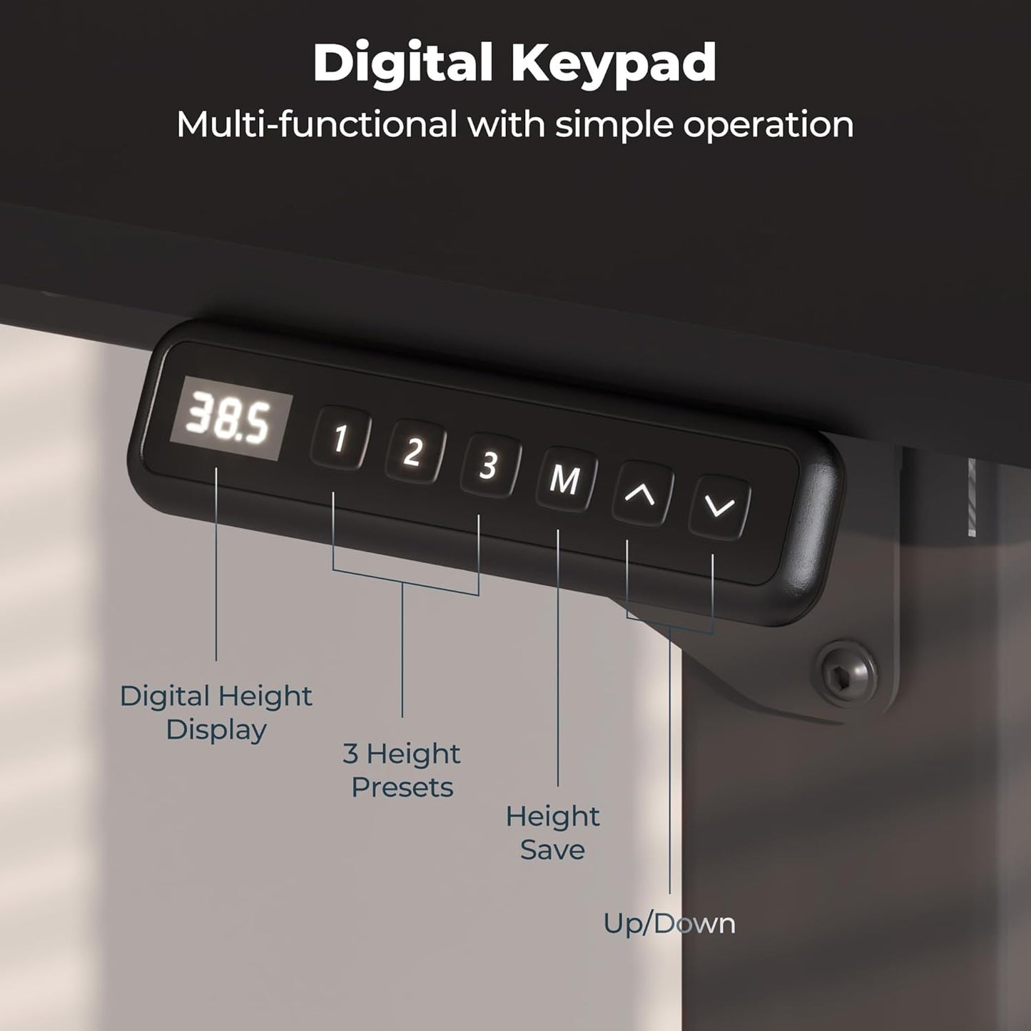 4 Legs Standing Desk, Large 63x28 Inches Electric Adjustable Height Desks with Splice Board, Stand Up DesksHome Office Computer Workstation, Black