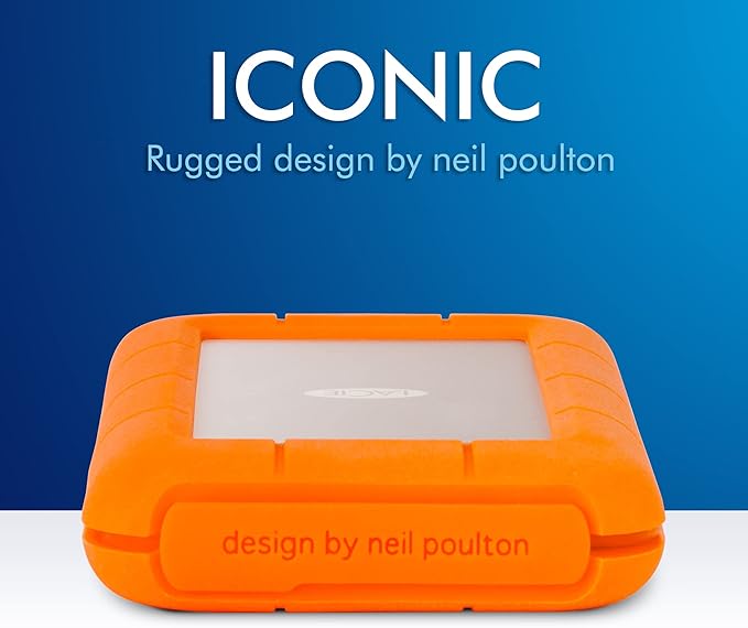 LaCie Rugged USB-C, 4TB, Portable External Hard Drive, Drop, Shock, Dust, Rain Resistant, for Mac & PC (STFR4000800)