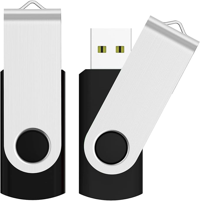 JUANWE 128GB Flash Drive 2 PCS, 2.0 Thumb Drive USB Drives Pendrive for File Storage Data Transfer, High Capacity Zip Drive Portable USB Storage Flashdrives 360° Swivel Cap, Jump Drive 128G×2 Black