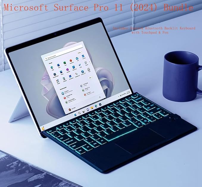 Microsoft Certified Refurbished Surface Pro 11 (2024), 13" Touchscreen 2-in-1, Snapdragon X Plus, 16GB RAM, Inateck Bluetooth Backlit Keyboard, Warranty (Black, 16GB RAM，512GB SSD)