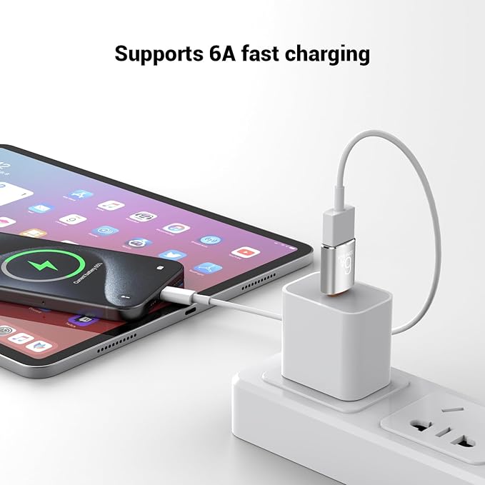 8 Pack 10Gbps/120W Type C Male to USB Female OTG Adapter, Black USB C to USB3.1 Adapter for Smartphone, PC, Laptop, Tablet, Keyboard etc.