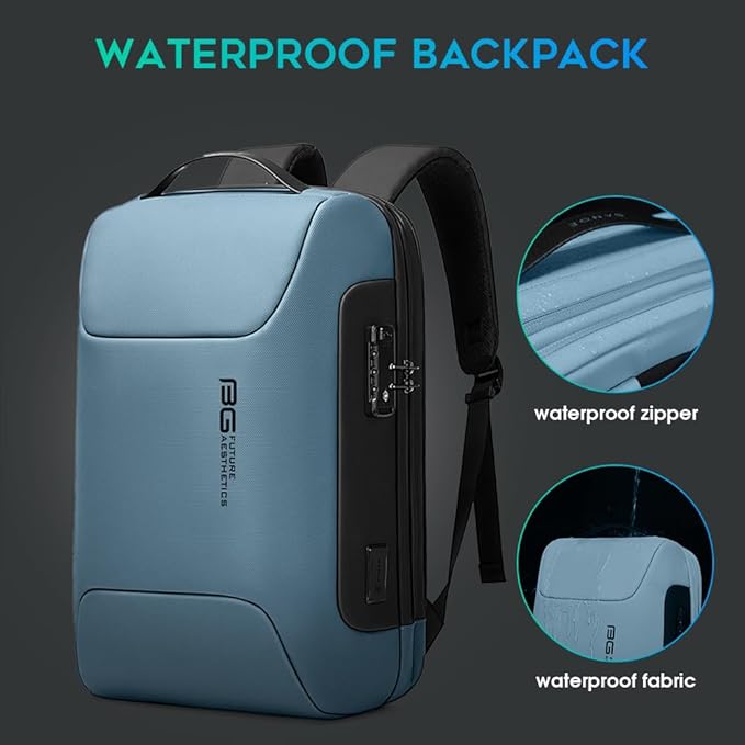 BANGE Anti Theft Business Backpack, Men Work Backpacks with USB C Charging Port, Slim Laptop Backpack for 15.6 Inch, Airplane Travel Backpack for Men and Women