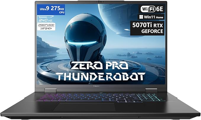 Thunderobot Zero 18 Pro 5070 Ti Gaming Laptop, 18" QHD+ 240Hz Hummingbird Display, Core Ultra 9 275HX, GeForce RTX 5070 Ti, 64GB DDR5, 4TB SSD, Per-Key RGB, FHD IR Camera, Wi-Fi 6E, Win 11 Home