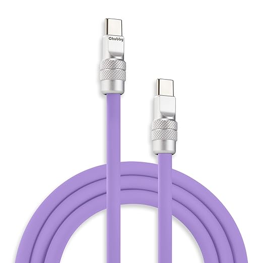 chubbycable Chubby 2.0 Fast Charging Cable Durable Soft Silicone USB C Cable 240W Extra Thick Charger Cord Compatible with iPhone 17-15 Series iPad, Light Purple, Type-C to Type-C, 19.6 FT
