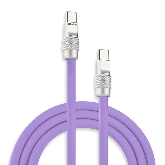 chubbycable Chubby 2.0 Fast Charging Cable Durable Soft Silicone USB C Cable 240W Extra Thick Charger Cord Compatible with iPhone 17-15 Series iPad, Light Purple, Type-C to Type-C, 8.2FT