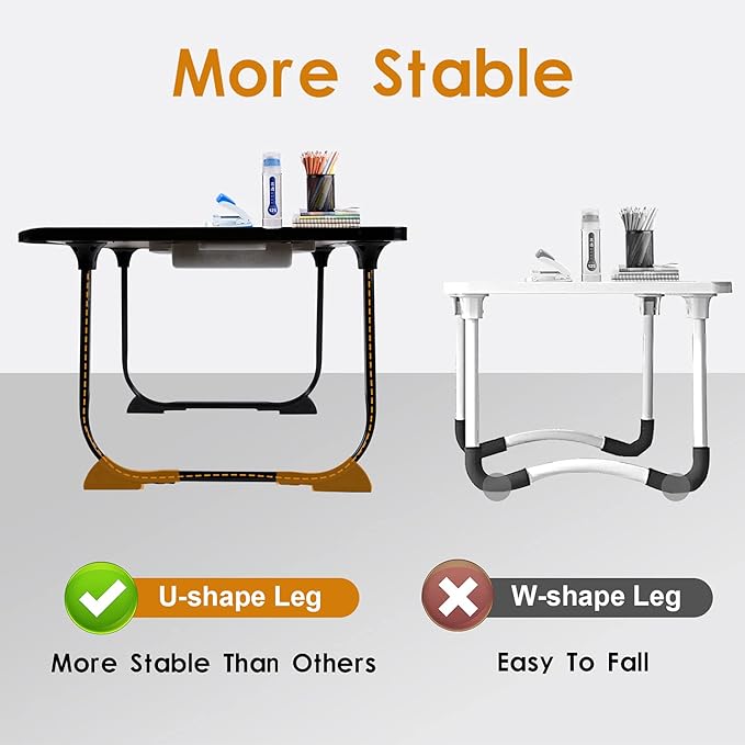 Amaredom Laptop Bed Desk Tray Bed Table, Foldable Portable Lap Desk with Storage Drawer and Cup Holder for Eating Breakfast on Bed/Couch/Sofa-Black