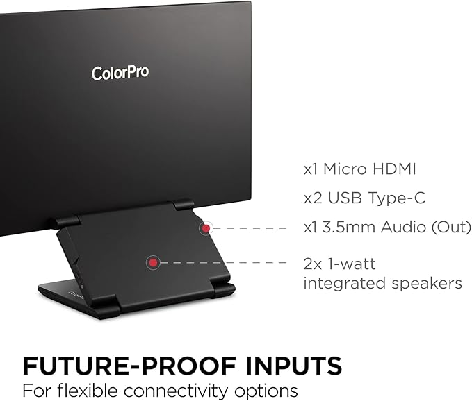 ViewSonic VP16-OLED 15.6 Inch 1080p Portable OLED Monitor with 2 Way Powered 40W USB C, Pantone Validated, Factory Calibrated, Built-in Ergonomic Stand with Protective Cover,Black