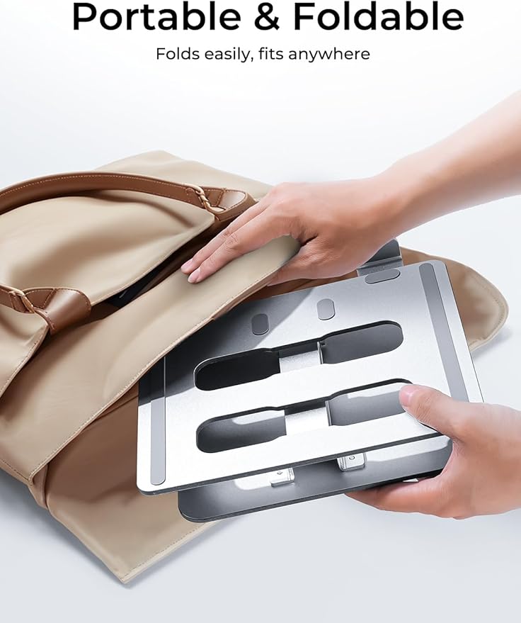 Adjustable Ergonomic Laptop Stand for Desk, Foldable Computer Stand, Stable Aluminum Lectern Notebook Riser & Portable Laptop Holder Mount Compatible with 10-16" MacBook Pro/Air, Dell, HP