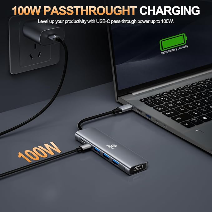 USB C Hub, 8 in 1 USB C Docking Station with 4K HDMI, 3 USB 3.0 Ports, Type-C Port, 100W PD, SD/TF Card Reader, Laptop Docking Station Compatible for MacBook Pro/Air, Dell XPS, HP, Chromebook