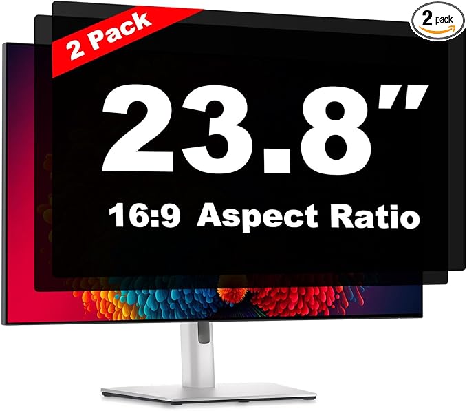 23.8 Inch Computer Privacy Screen Shield [2 Pack] for 16:9 Widescreen Desktop Monitor - Anti-Glare Blue Light Privacy Filter and Anti Spy Privacy Screen Protector Film