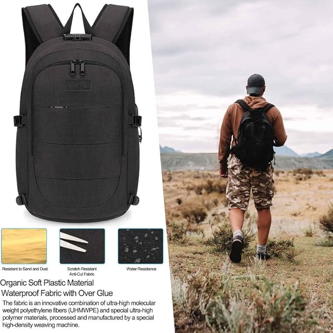 Tzowla Travel Laptop Backpack Water Resistant Anti-Theft Bag with USB Charging Port and Lock 15.6 Inch Computer Business Backpacks for Women Men Work College Gift,Casual Daypack