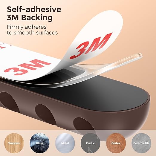 UNBREAKcable Cable Holder Clips, 5 Pack Cord Organizer for Desk, Silicone Adjustable Cord Clip, Adhesive Wire Management for Charging Cable USB Mouse Wire PC Car Office Home Nightstand Wall - Brown