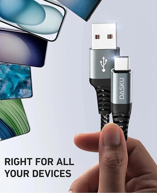 USB Cable Type C Fast Charging Cable, 5 Pack[3/6/6/10/10FT] Braided C Charger Cable Compatible with iPhone 17/16/15, Samsung Galaxy S10 S9 S8 Plus, Note 10 9 8, LG V50 V40 G8 G7