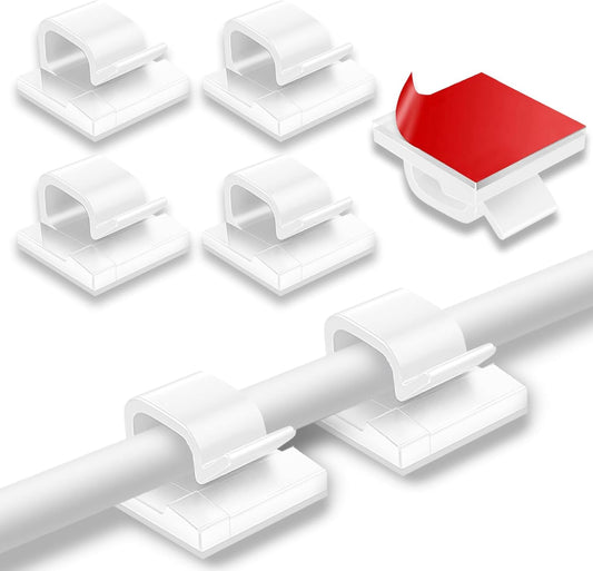 200 Pcs Cable Clips, Adhesive Cable Organizer Cord Holder Wire Clip Wire Management Self Adhesive Hooks Wire Holder for Office, Home(White, 200PCS)