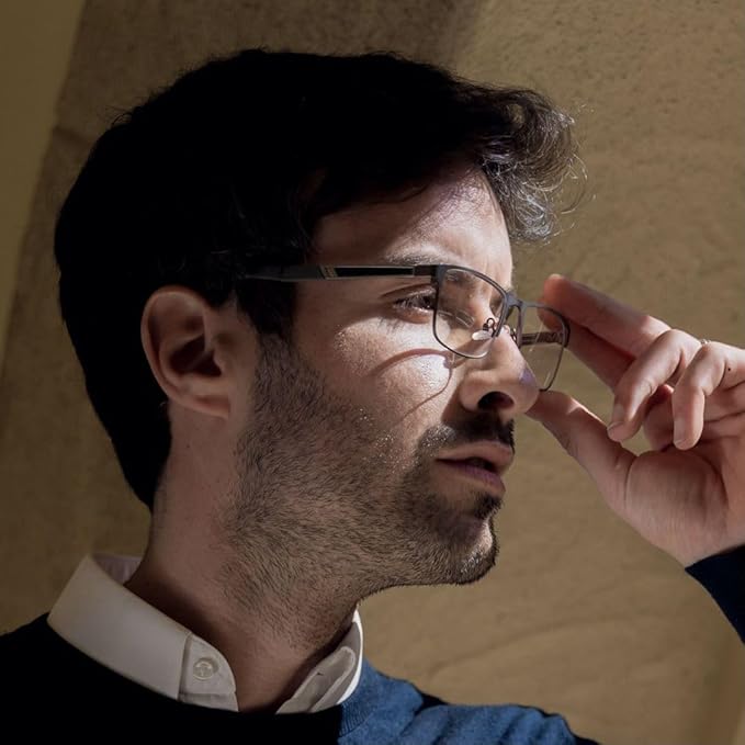 ZENOTTIC Blue Light Reading Glasses for Men Computer Readers Trendy Square Metal Frame Anti Glare