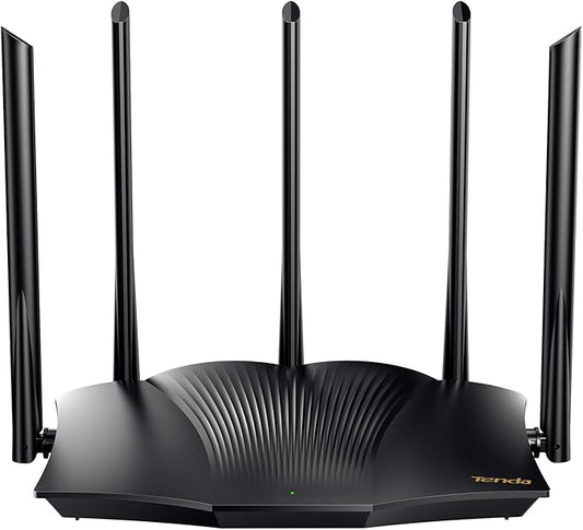 Tenda WiFi 6 Gaming Router, AX3000 Dual Band Gigabit Wireless Router for Home, Long Range Coverage with 5 * 6dBi High-Gain Antennas, High Speed with 4 Gigabit Ports, Support WPA3, VPN(RX12Pro)