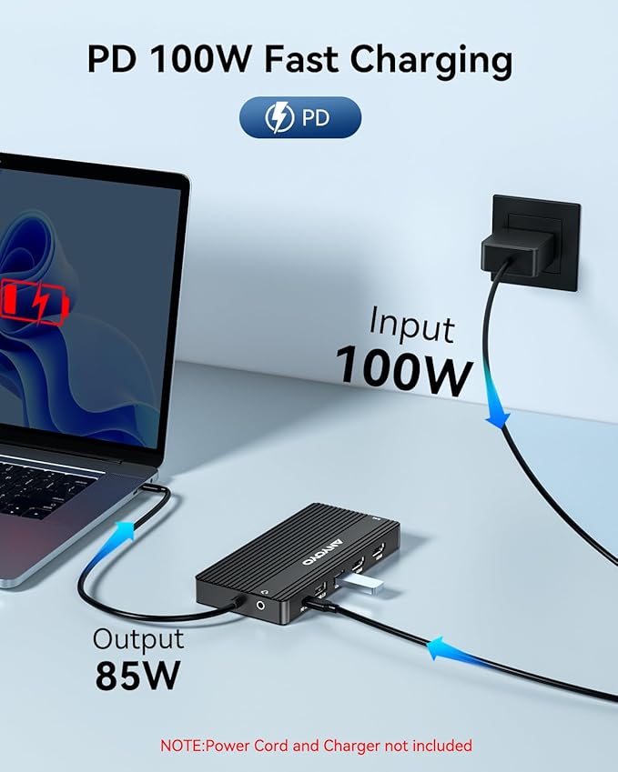 ANYOYO USB C Docking Station Dual Monitor 14-in-1 Docking Station 3 Monitor(2 HDMI+ Video Out) 10Gbps (4*USB-C+1A) +PD100W+Ethernet+SD/TF Laptop Dock Multiport Adapter for Dell/HP/Lenovo/Thinkpad