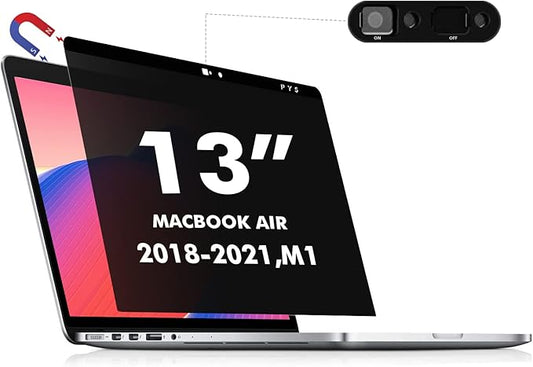 PYS macbook air 13 inch privacy screen Compatible with MacBook Air 13.3'(Released in 2018-2021: A1932,A2179,A2337)-Anti Glare，Webcam Cover Slider，Provide Privacy, Ultra Slim，Easy On