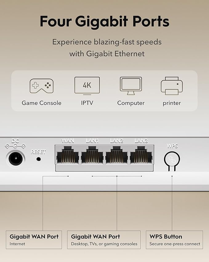 Cudy Dual Band BE3600 Wi-Fi 7 Router WR3600E 4 Gigabit Ports, 2.0 GHz Quad Core, 4 Antennas VPN Clients & Server, Cudy APP, Cloud Control