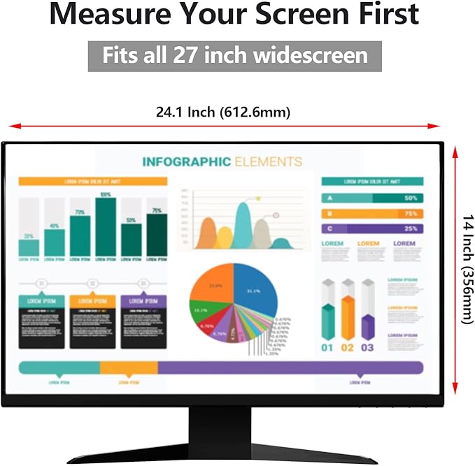 RedANGEL 【2 Pack】 27 Inch Privacy Screen Protector for 16:9/16:10 Widescreen Monitors-Blue Light Blocking,Hanging Design, Anti-Scratch for Desktop Computers