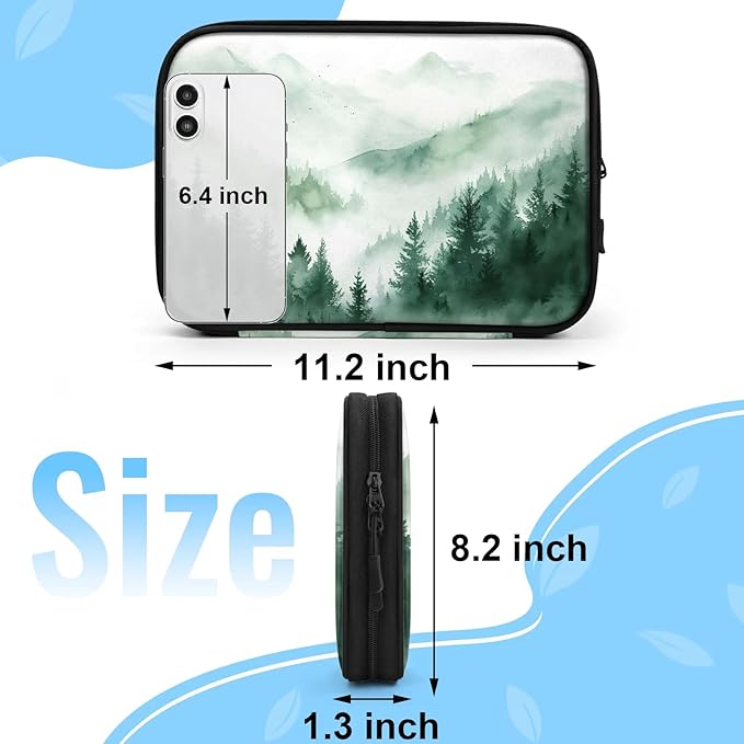 Green Misty Forest Electronics Travel Organizer Case, Tech Accessories Cable Storage Bag for Cords, Charger, Phone, Hard Drive