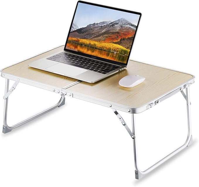 Foldable Laptop Table for Bed, SUVANE Lap Desk, Bed Desk, Breakfast Serving Bed Tray, Portable Mini Picnic Table Storage Space Laptop Desk Reading Holder(Pine)