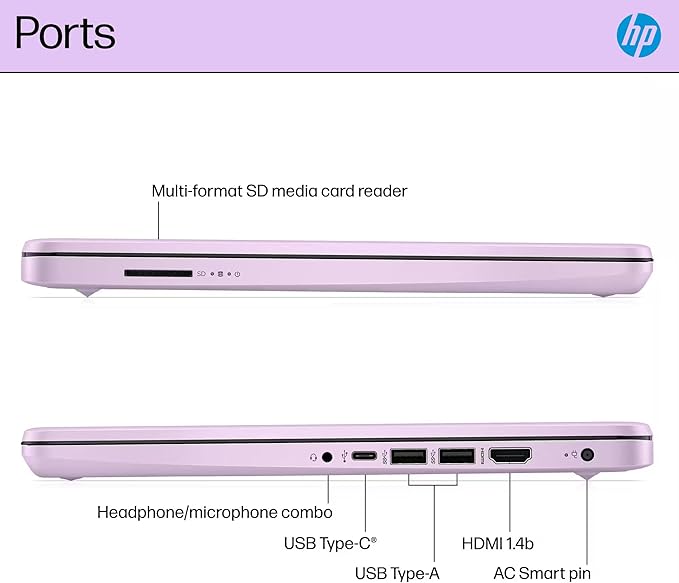 HP 14” Flagship Laptop 2025 AI-Powered Computer, Office Lifetime, Student Business, 4-Core Intel CPU, 16GB RAM 628GB Storage (128GB UFS+ 500GB Ext), Long Battery HubxcelAccessory Win 11 Pro Lavender