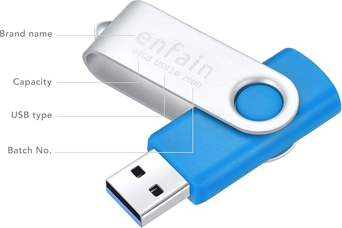 Enfain 2-Pack 256GB USB 3.0 Flash Drives (1 Black + 1 Blue) – High-Speed Thumb Drives for Data Storage, Backup & Sharing