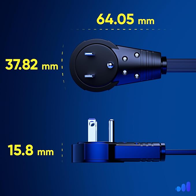 Maximm 360 Rotating Flat Plug Extension Cord - 25 Feet, Slim Space-Saving Design, Low Profile (Black)