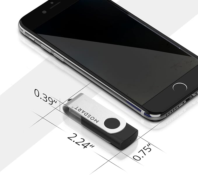 MOSDART USB2.0 128MB(NOT 128GB) Flash Drive, Swivel Design with LED Indicator, Keychain Loop, FAT32 Memory Stick for Data Storage, Black(Pack of 10)