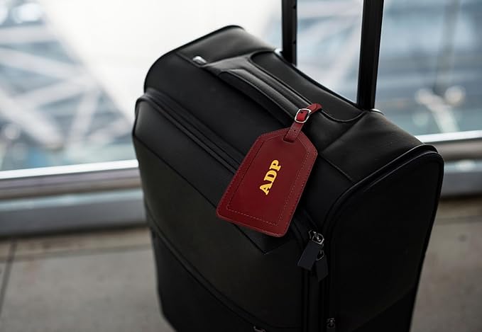 Personalized Monogrammed Merlot Leather RFID Passport Wallet and 2 Luggage Tags