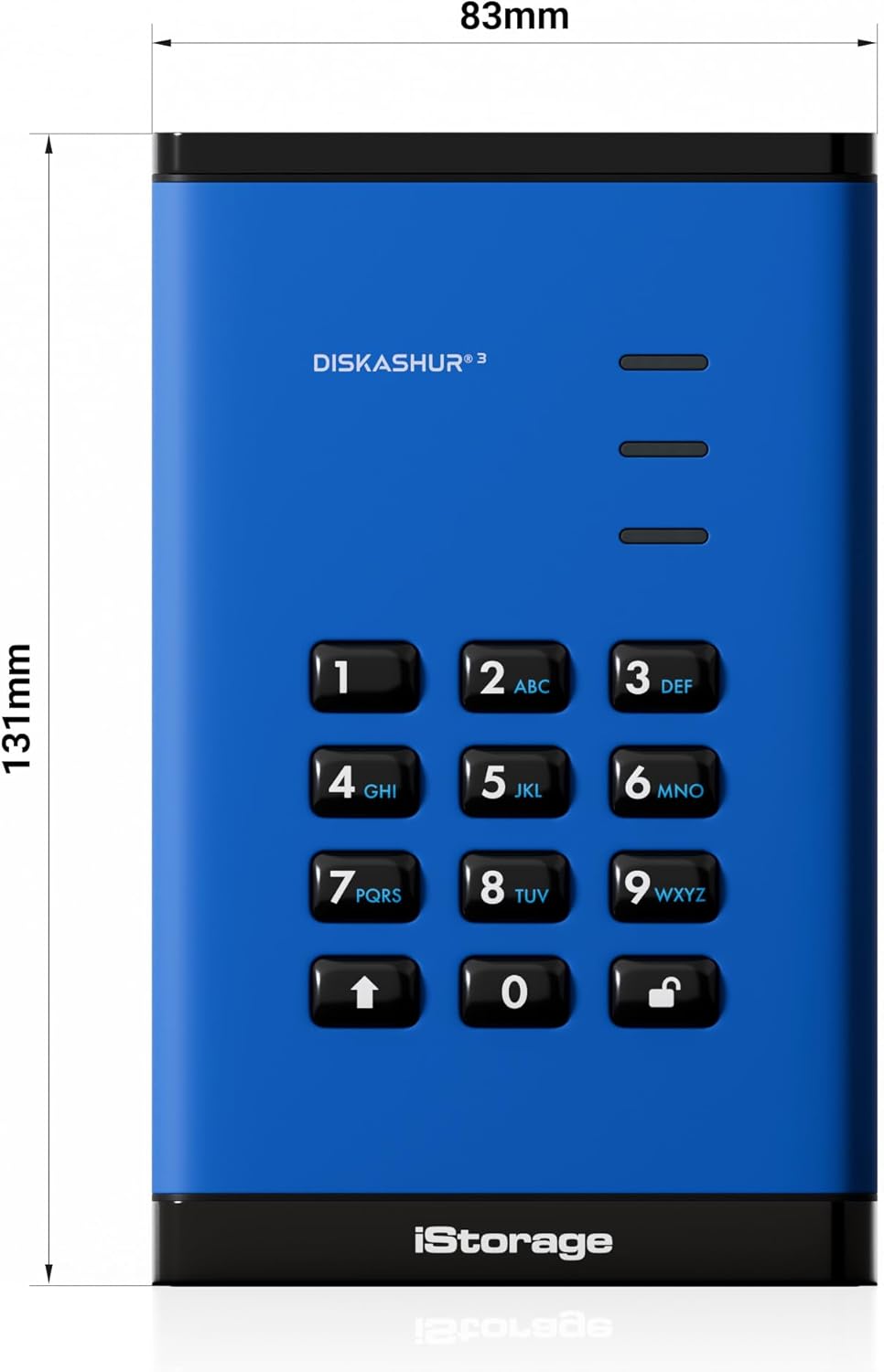 iStorage diskAshur3 SSD 16TB Blue - Secure Portable Solid State Drive - Password Protected - Dust & Water Resistant - Hardware Encryption