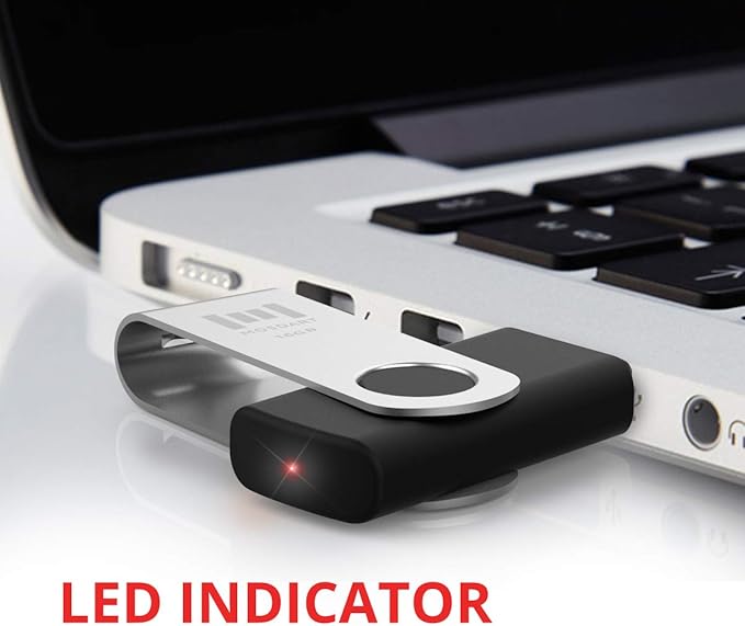 10 X MOSDART 16GB Bulk USB 2.0 Flash Drives Swivel Thumb Drives Zip Drive Memory Stick with Led Indicator,10 Pack Black