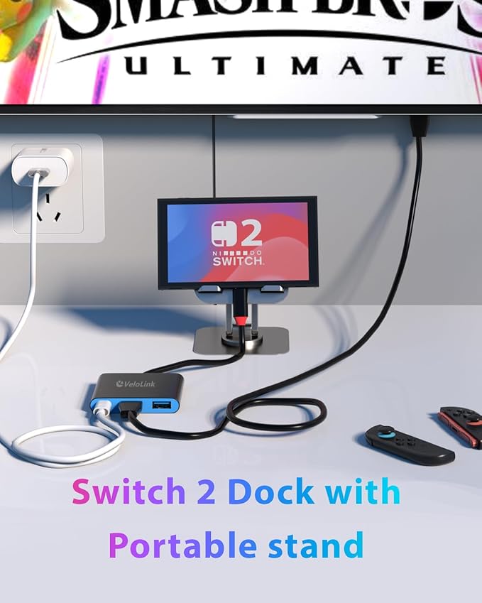 Switch 2 Dock for Switch 2 Docking Station Switch 2 Portable TV Dock USB c to hdmi Compatible with Switch1/ Switch 2, USB C Hub Compatible with MacBook,Laptops (Switch 2 Dock+ Stand)