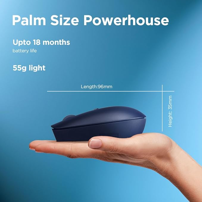 Lenovo 540 Wireless Computer Mouse for PC, Laptop, Computer with Windows or Chrome OS - 2.4 GHz USB-C Wireless Pairing Receiver - Compact Size - 18-Months Battery Life - Ambidextrous -Abyss Blue