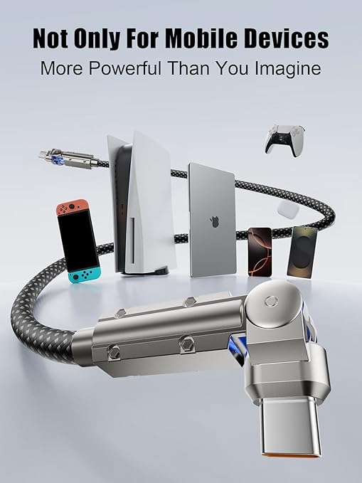 Upgraded 60W USB C Cable 10FT,180°Rotation Long USB C to USB C Fast Charging Cable, Nylon Braided Type C Charger Cord for iPhone 17/16/15,MacBook,iPad,Samsung