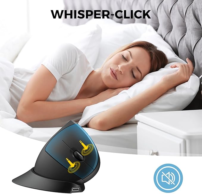 iClever Ergonomic Mouse, 2.4G Wireless Vertical Mouse with 4 Adjustable DPI, Silent Click, 7 Buttons, 3 Adjustable Tilt, Rechargeable Mouse Jiggler for Laptop, Desktop, PC, Computer, Windows 8/10/11