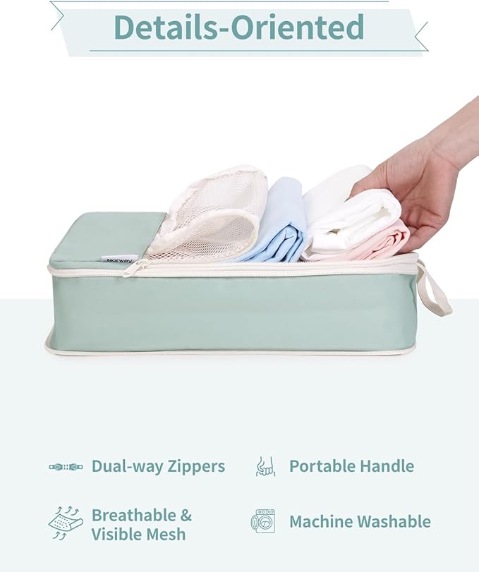 Narwey 6 Set Compression Packing Cubes for Travel Kids Women Carry on, Packing Organizers Bag for Backpack Luggage Suitcase Duffle Bags