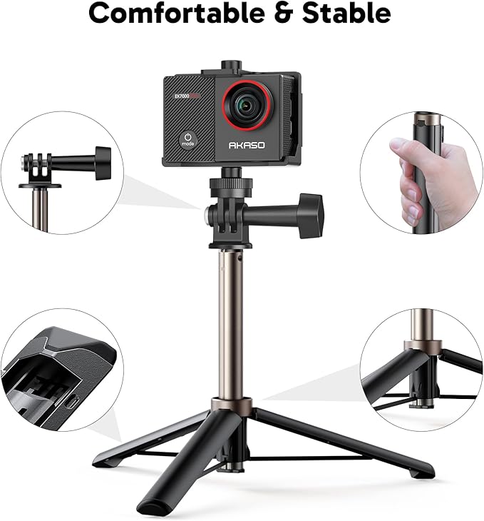 AKASO EK7000 Pro 4K30fps 20MP Action Camera EIS Ultra HD 131FT Waterproof Underwater Camera with Mini Selfie Stick Tripod and Carrying Case Helmet Accessories Kit Bundle