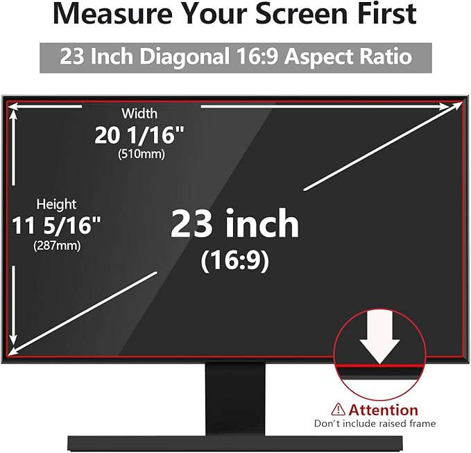 Computer Privacy Screen Protector 23 Inch with Hp Dell Acer Asus Samsung LG and More, Removable Security Shield Filter for 16:9 Aspect Ratio Monitor Like ViewSonic Sceptre AOC Koorui BenQ (23" Diagonal 16:9 1 Pack)