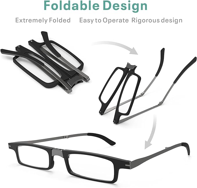 Case Upgrade-Ultra-light and Thin Foldable Reading Glasses Folding Readers for Men Women Compact Portable Rectangle Eyewear Case (Tortoise, 2.0)