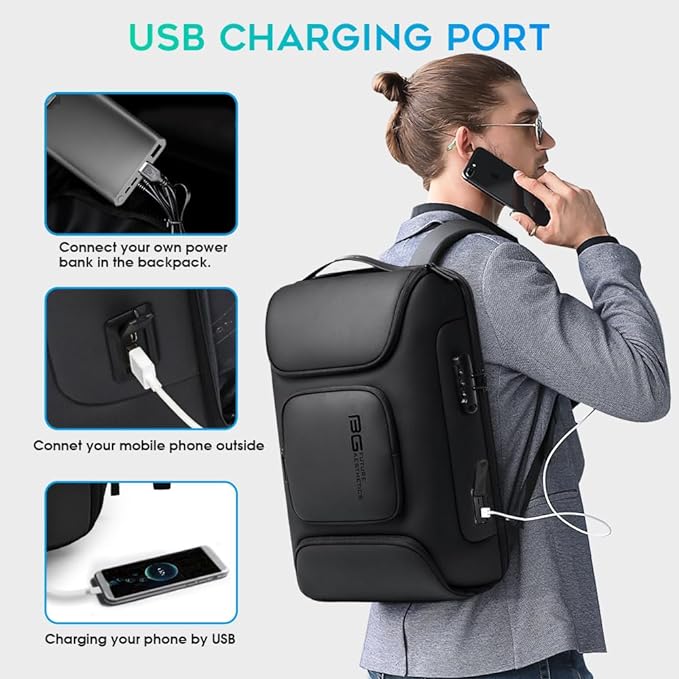 BANGE Business Backpack,Laptop Backpack with USB Charging Port, Slim Business Backpacks Fit for 15.6 INCH,Men Traveling Backpackfor Men and Women