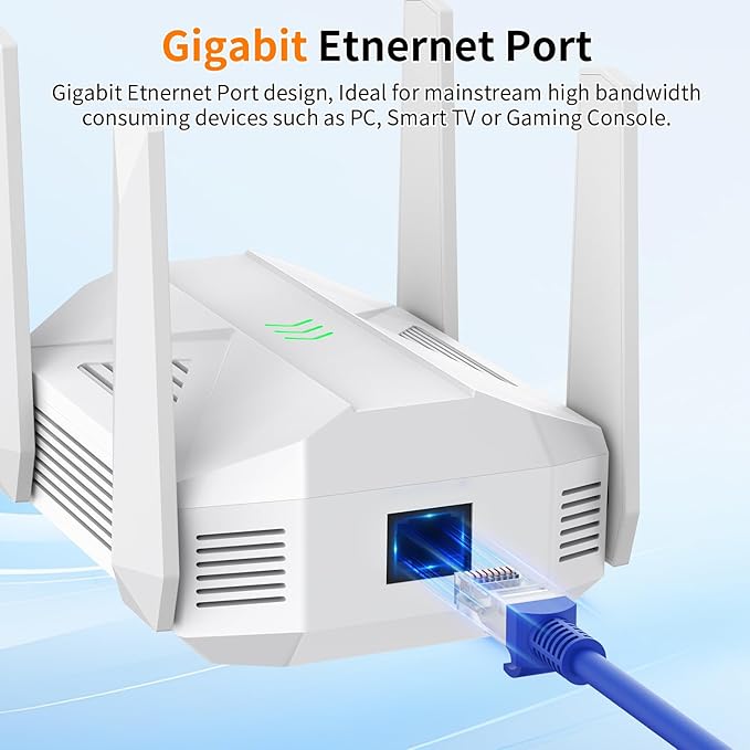 2025 AC2100 WiFi Extender - WiFi Extender Signal Booster with Gigabit Ethernet Port, WiFi Booster Dual-Band(5.8G&2.4G) Coverage to 12888 sp.ft, Faster Speed, Compatible with Multiple Devices