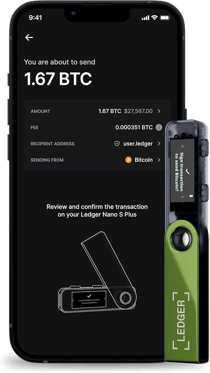 Ledger Nano S Plus (Oxidate Green) : The Perfect Entry-Level Hardware Wallet to securely Manage All Your Crypto and NFTs (for Desktop or Android only)